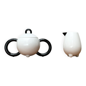 Pot à sucre et tasse à lait de la série Fantasia postmoderne allemande vintage par Matteo Thun pour Arzberg, années 1980, ensemble de 2
