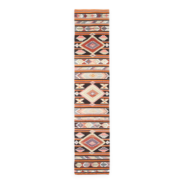 Pink & Brown Turkish Vintage Kilim Runner Rug, 77x387Cm