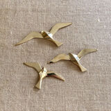 Series of 3 golden brass seagulls to hang