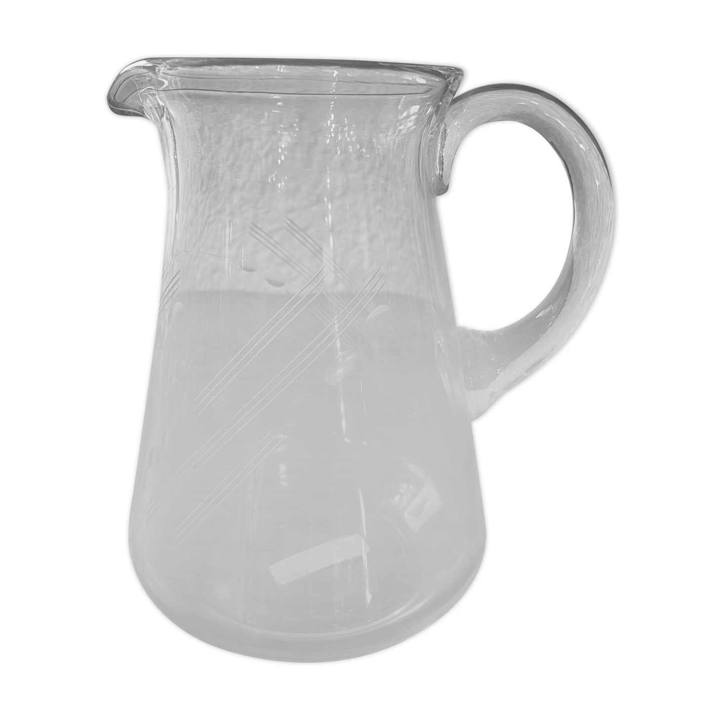 Pichet en verre ciselé années 50