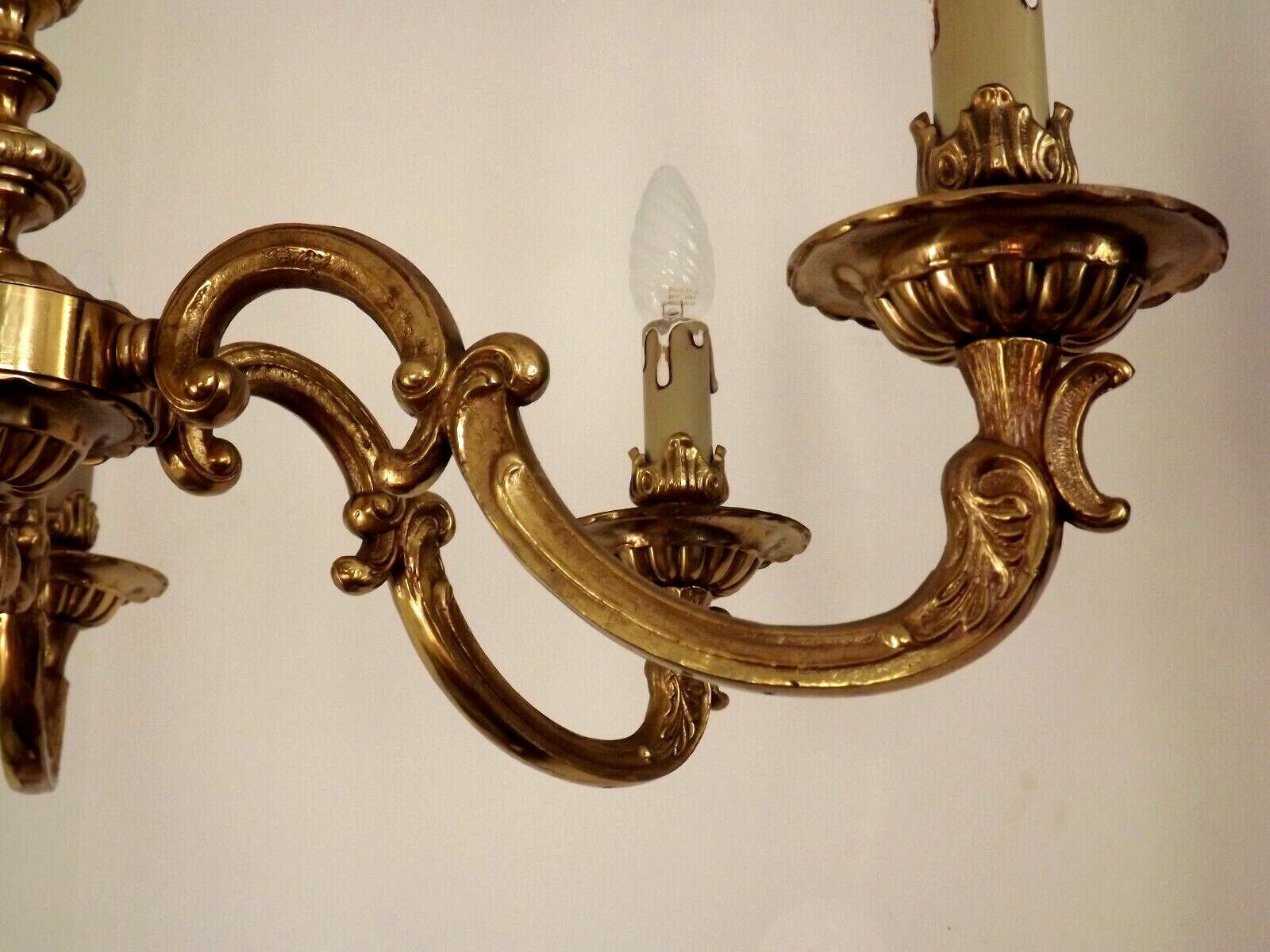 Stunning French Antique Art Nouveau Quality Bronze 6 Light Chandelier 3899