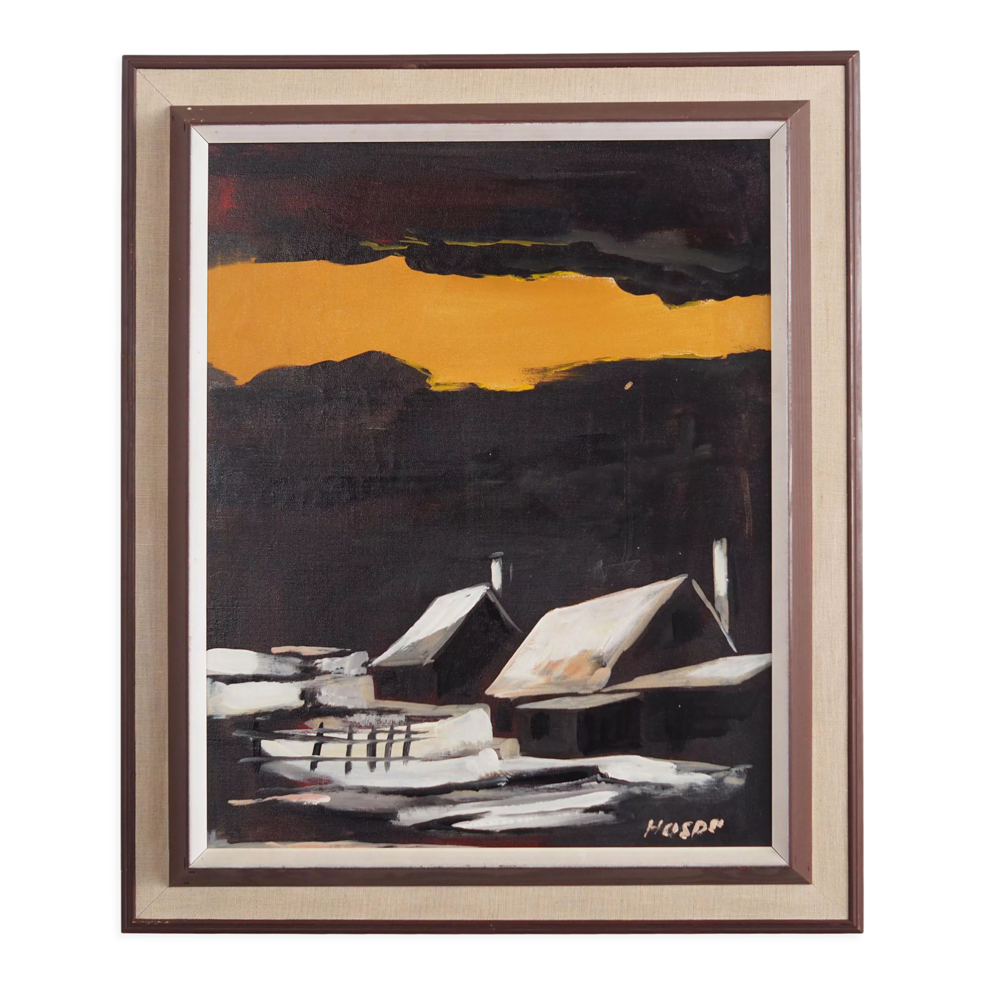 Painting „The Winter Aurora”, Scandinavian design, 1970s