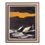 Painting „The Winter Aurora”, Scandinavian design, 1970s