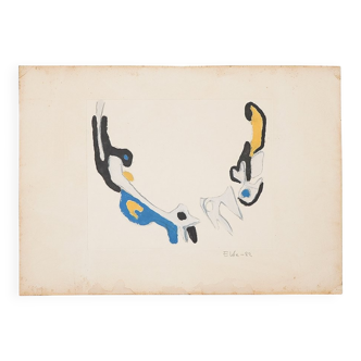 Ansgar Elde, Il Bostrico, 1980s, Monotype on Aquatint