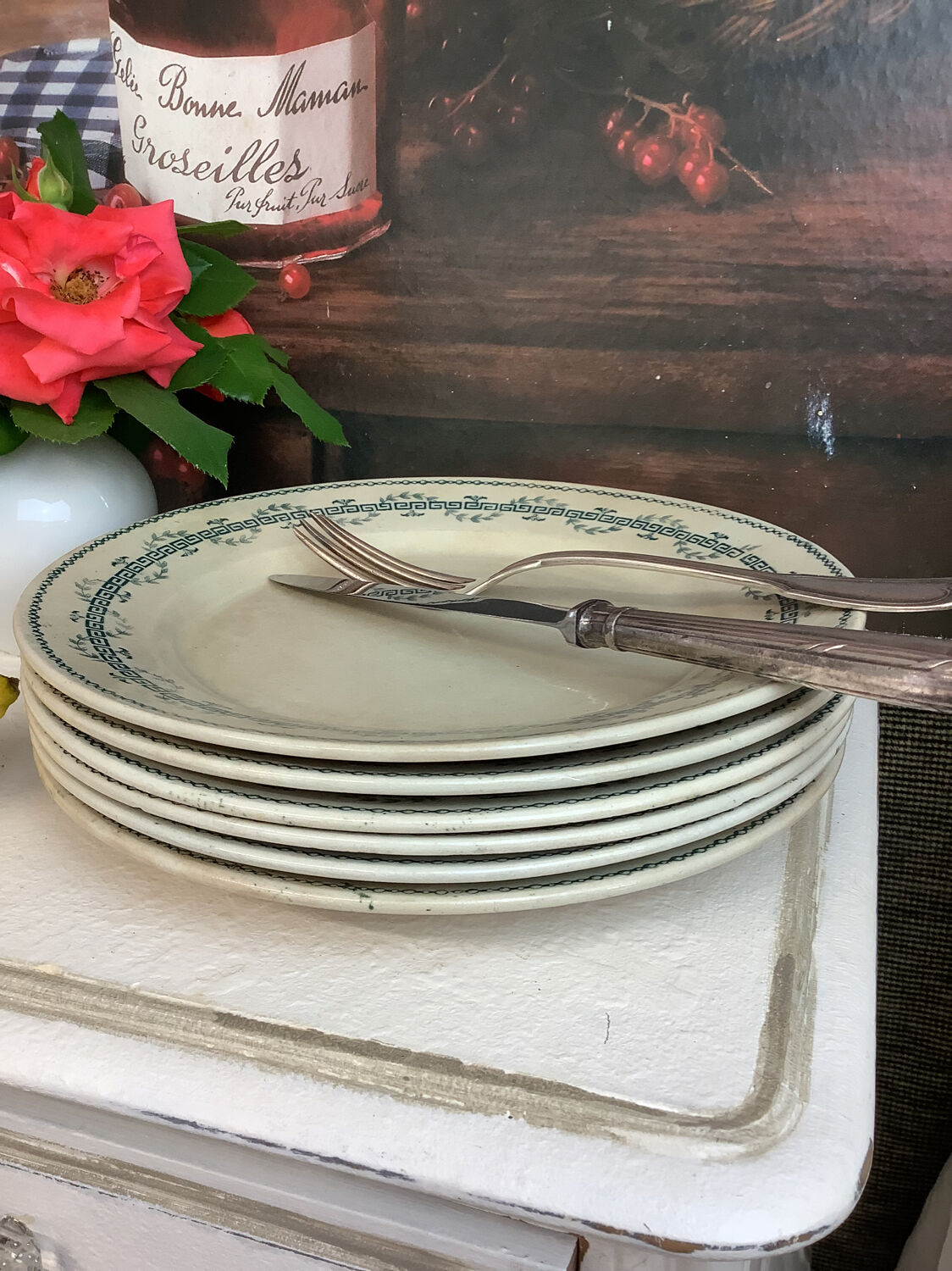 Ancien plat Terre de Fer, assiette de présentation ancienne