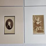Set of 4 mounted old photographs, portraits of children and young women from the 19th century