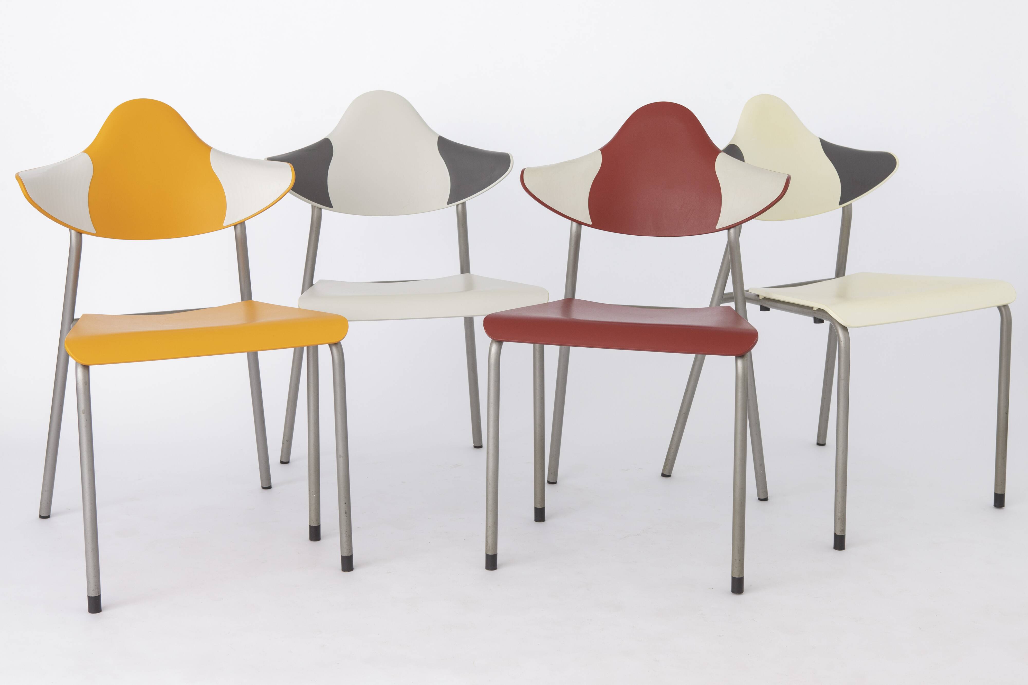 4 Stacking Chairs Vintage, Drabert by Samas Parlando, 1980s, Germany