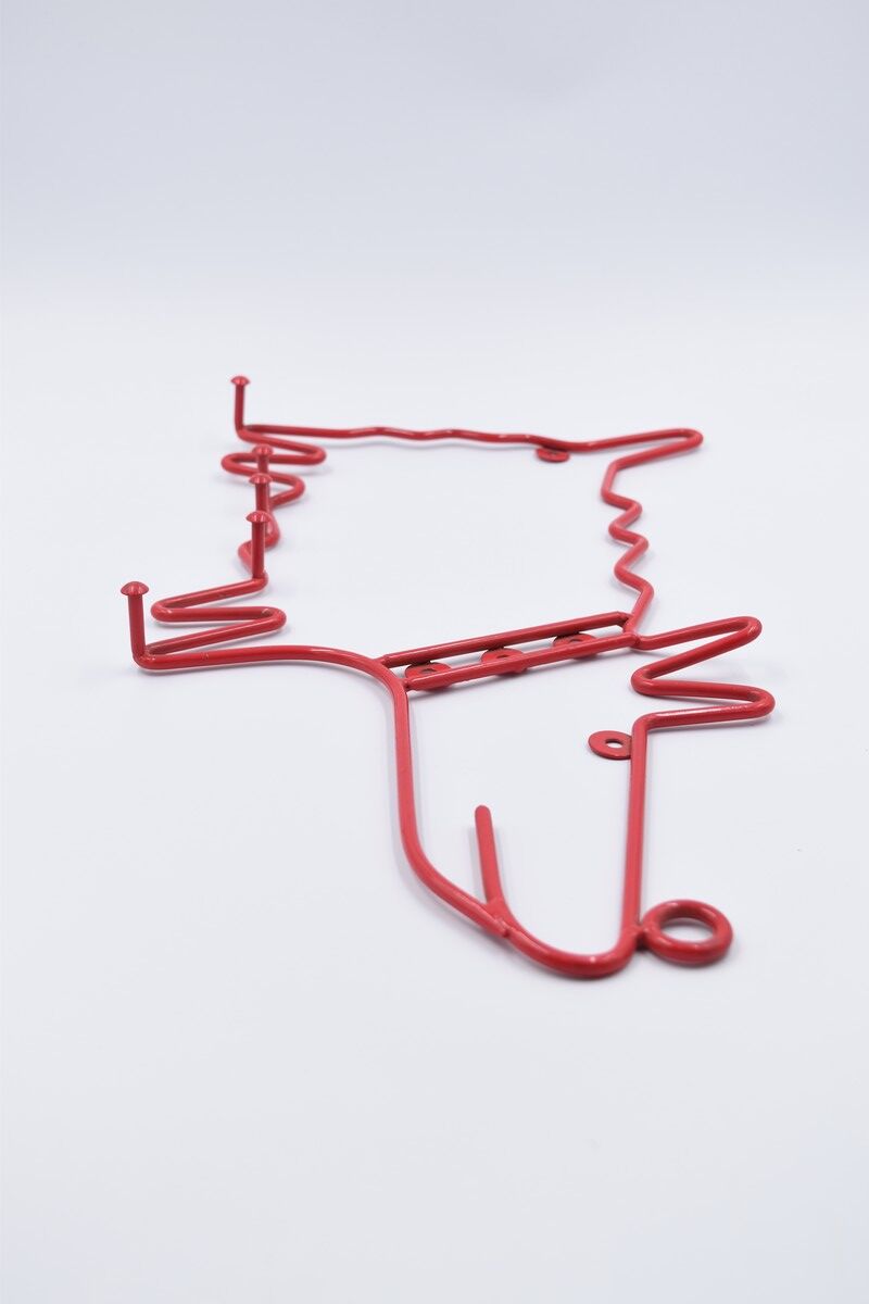 Vintage dog-shaped wall coat holder 90's Ikea red lacquered metal