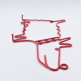 Vintage dog-shaped wall coat holder 90's Ikea red lacquered metal