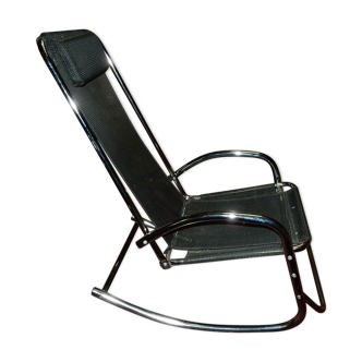 Rocking chair chromé design 60s