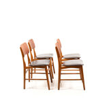 Set of 4 danish dining chairs in teak and beech 1950