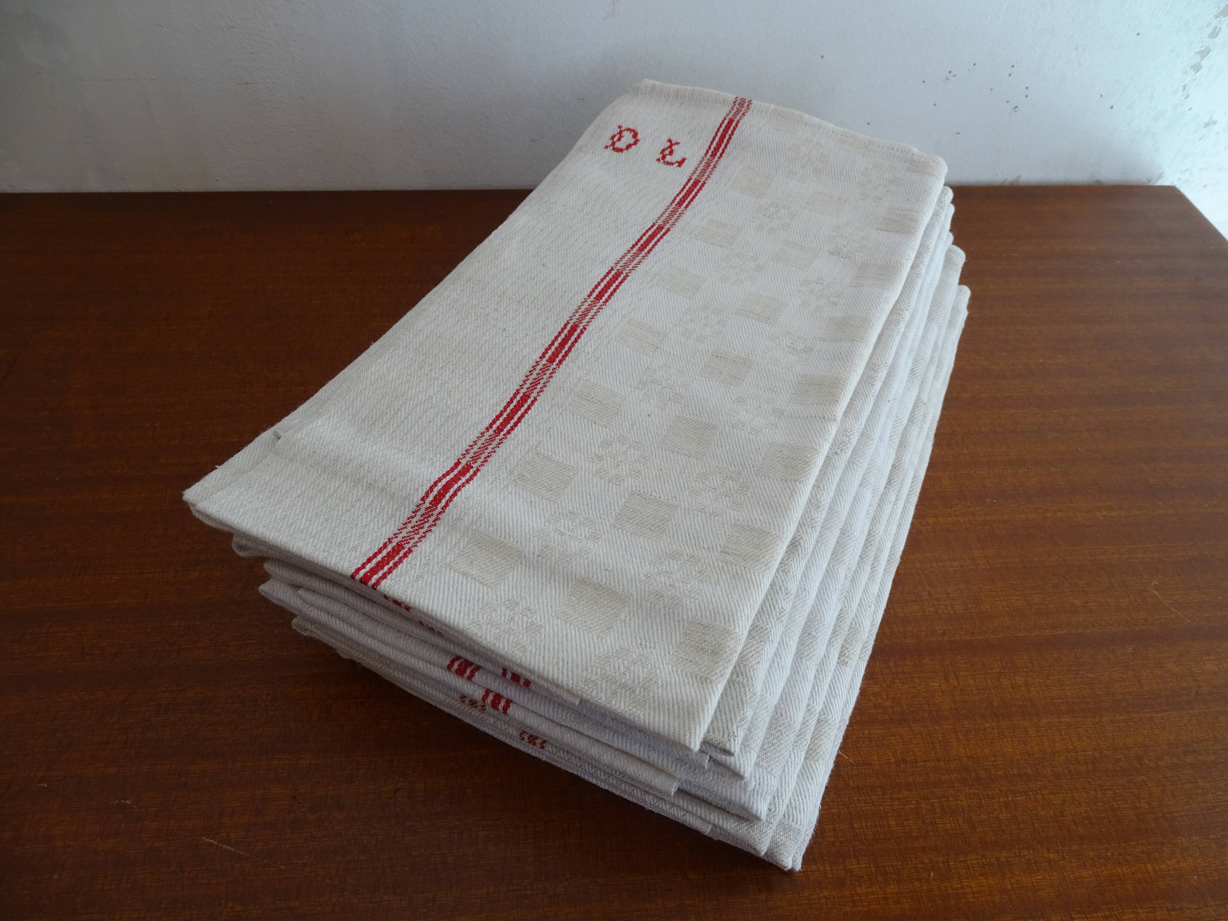 Lot of 7 flax flax towels monogrammed monogrammed DL