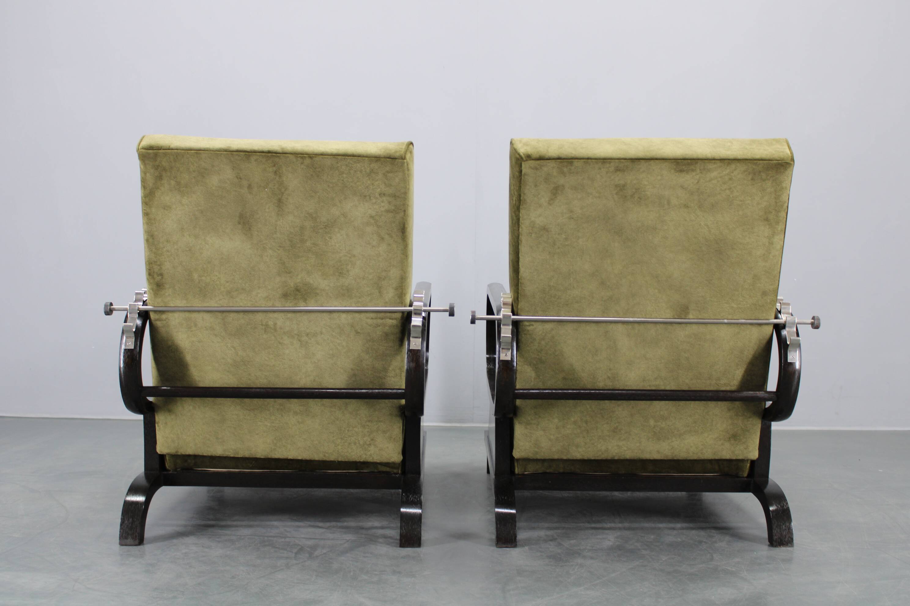 1930s rare restored adjustable Art Deco armchairs, Czechoslovakia