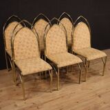 Six Italian design chairs in golden metal