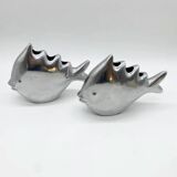 Pair of “Fish” vases / Cast aluminum – 1980s