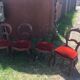 lot of 4 chairs Castle Chippendale, Louis XV late 1800s red velvet