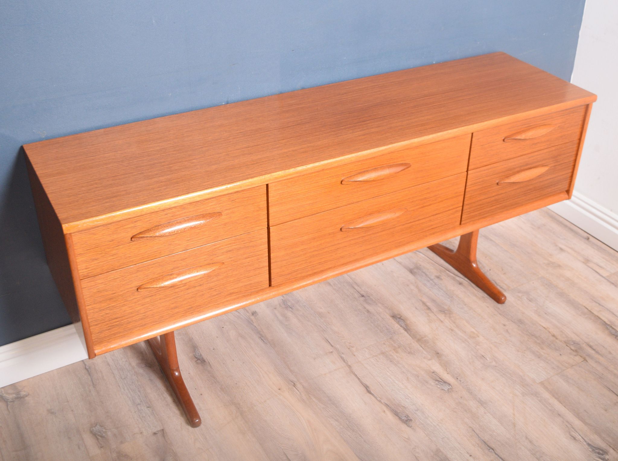 Restored Teak 1960s Austinsuite 6 Drawer Chest Sideboard TV Cabinet