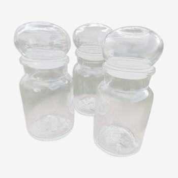 Lot ancien pots apothicaire transparent blanc