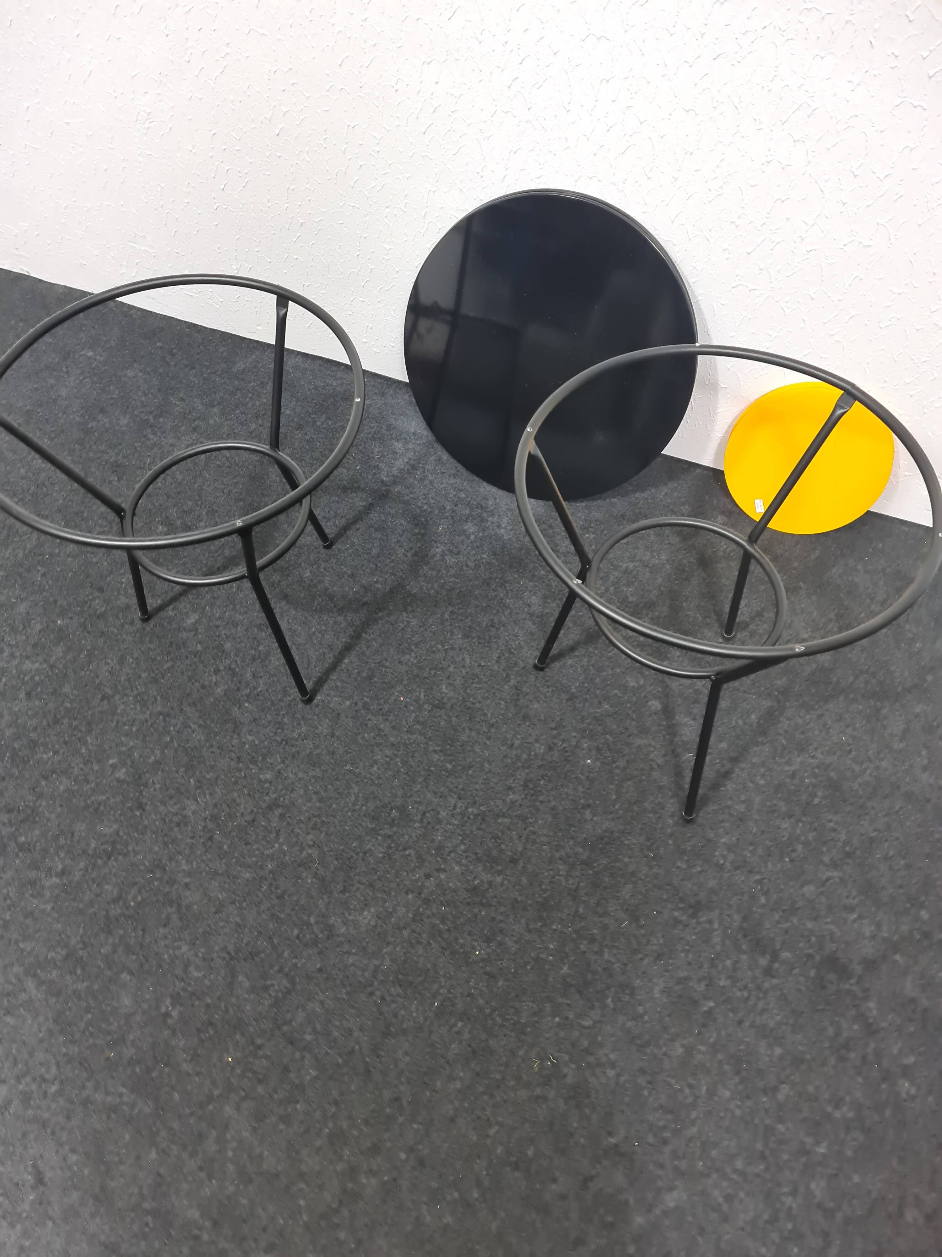 Pair of vintage glass topped side tables