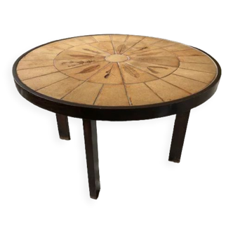 Mid-bass ceramic round table signed Capron