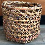 Large vintage Japanese old handmade wicker basket Ajiro weaving