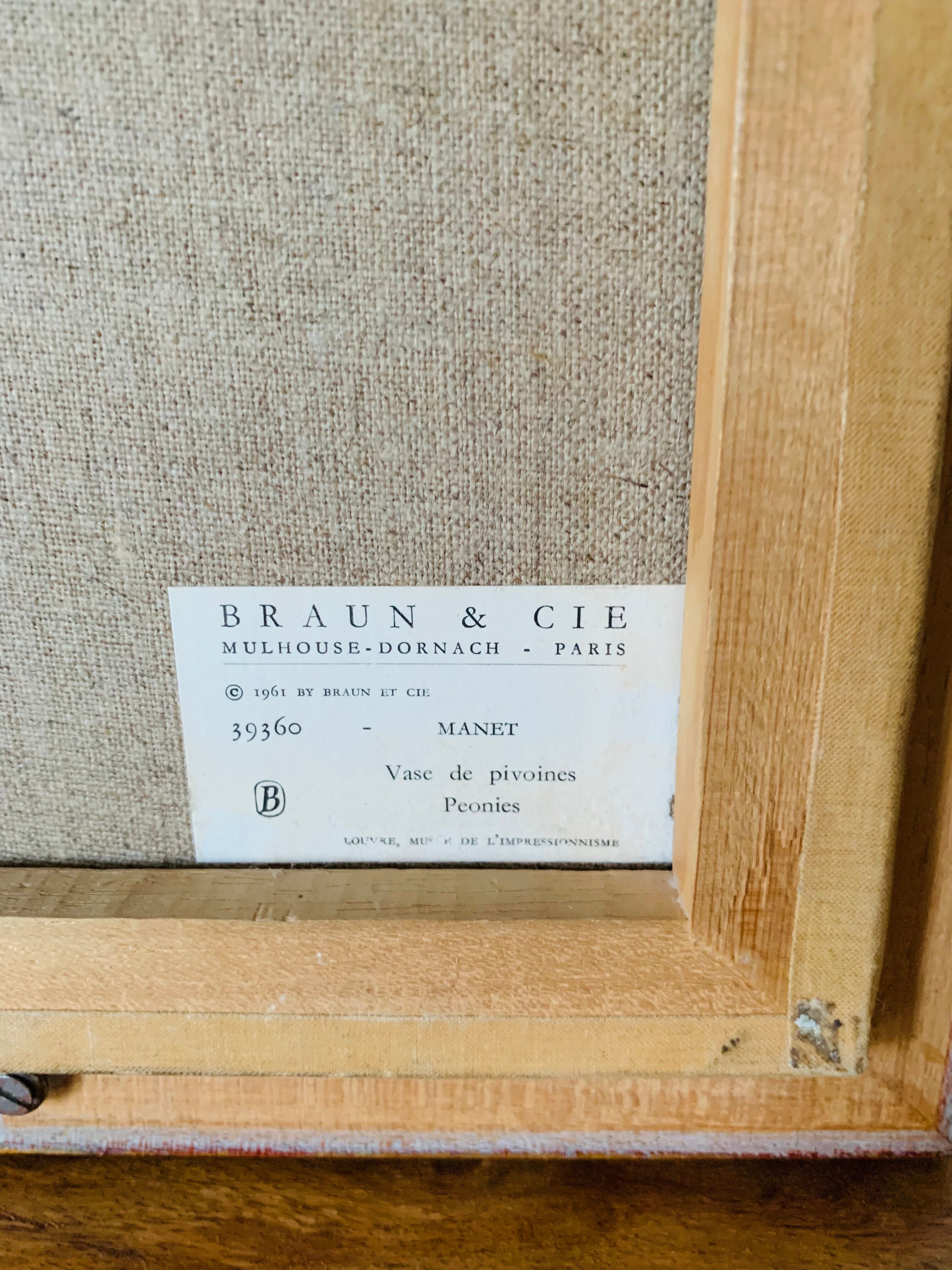 Frame and canvas edition braun & cie • 1961 • manet • peonies peonies vase • 39360