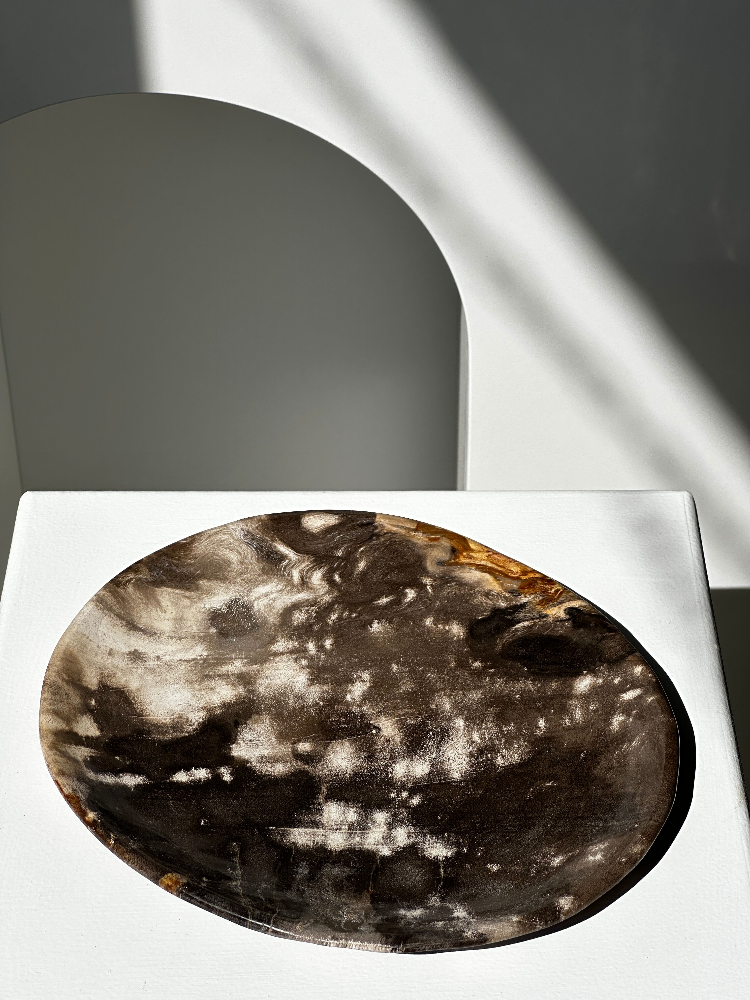 Dish in petrified wood