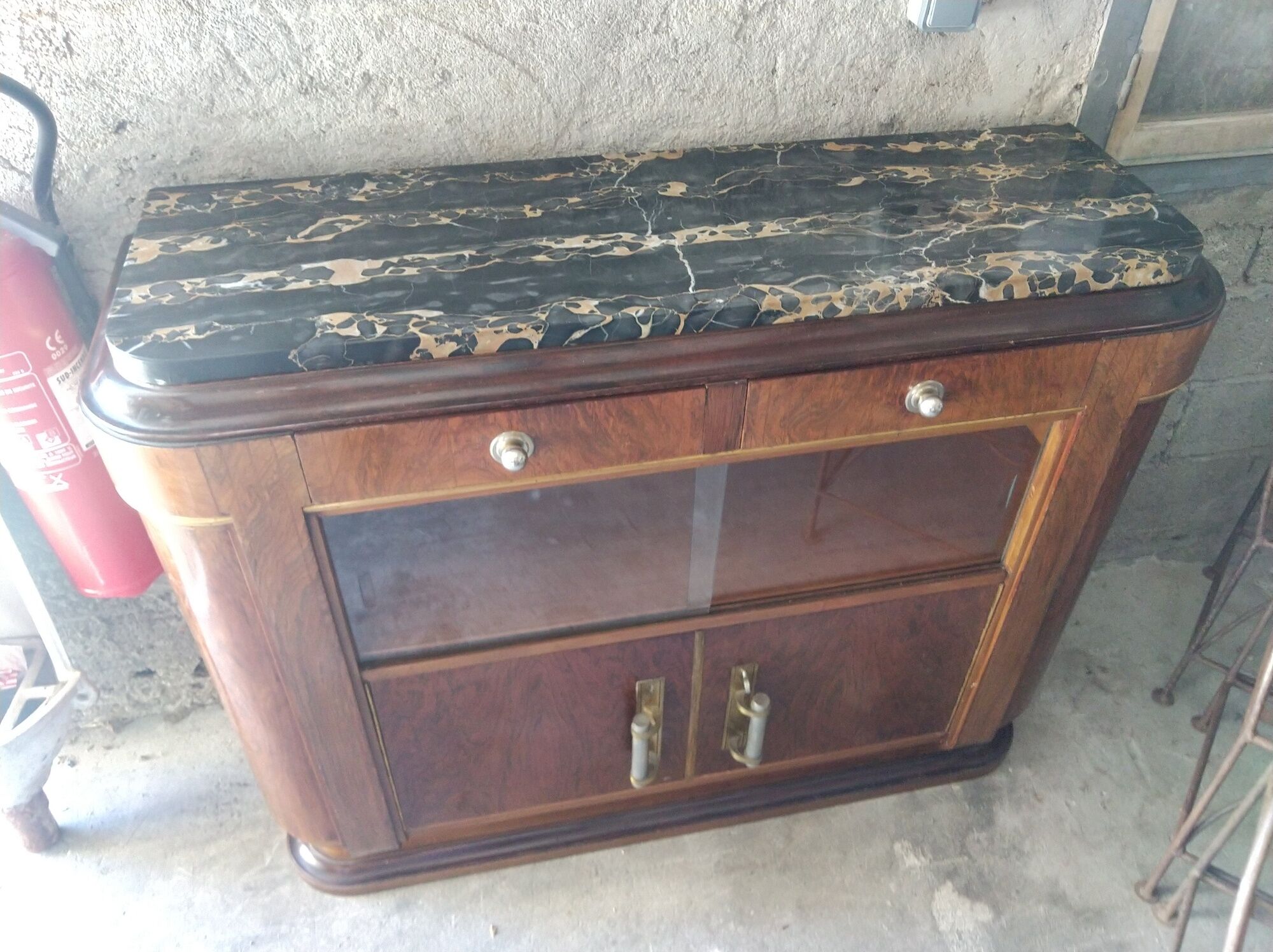 Buffet 1930 in rosewood and Portor marble