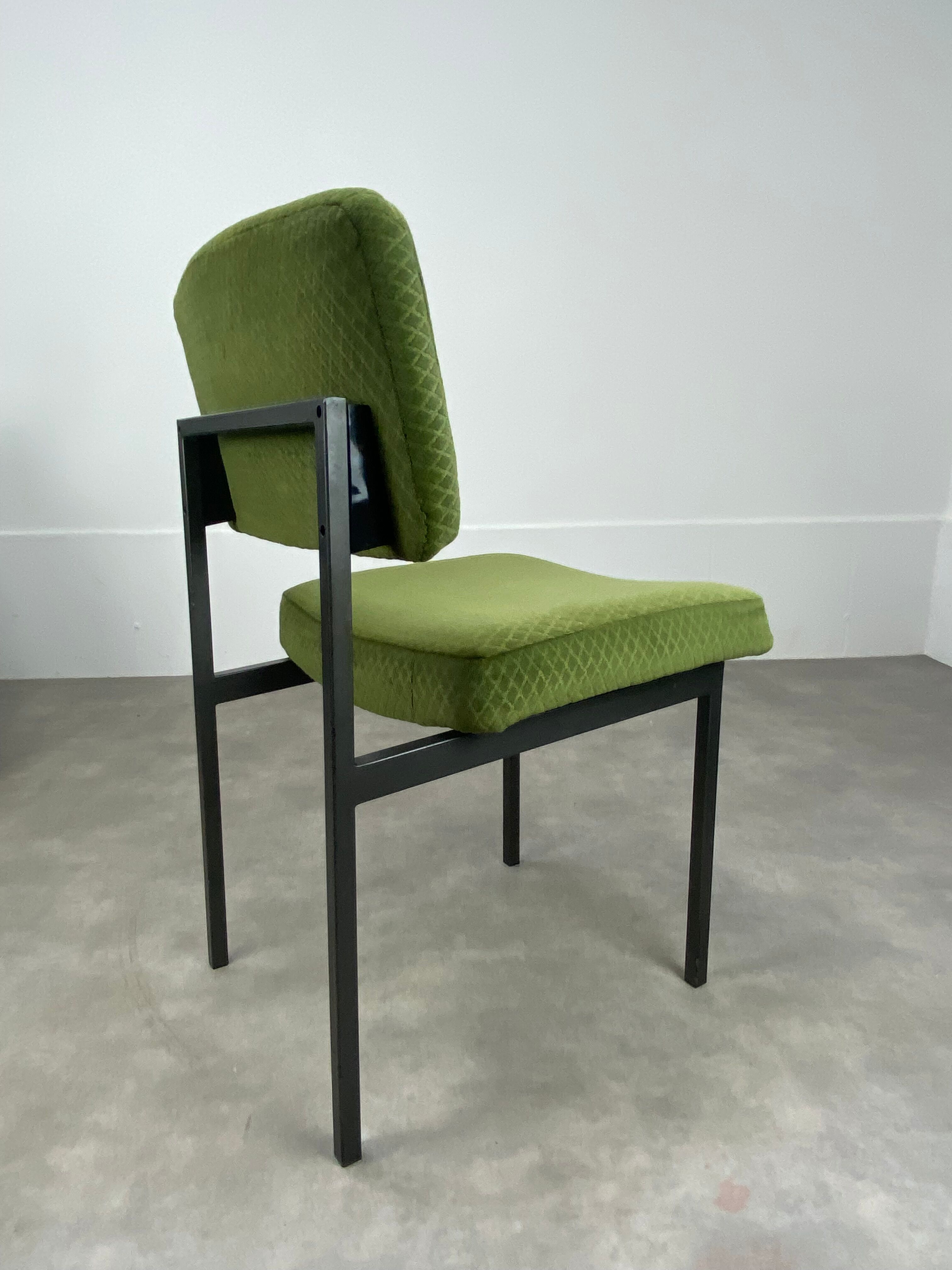 3 chairs 50s metal and green velvet ideal vintage style desk