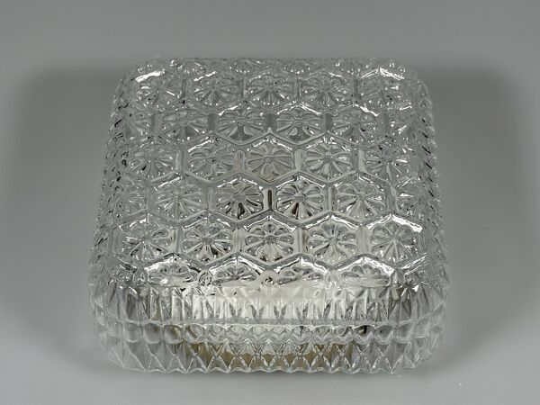 1960s 1970s Ceiling Lamp Flush Mount in Glass & Metal Space Age Design