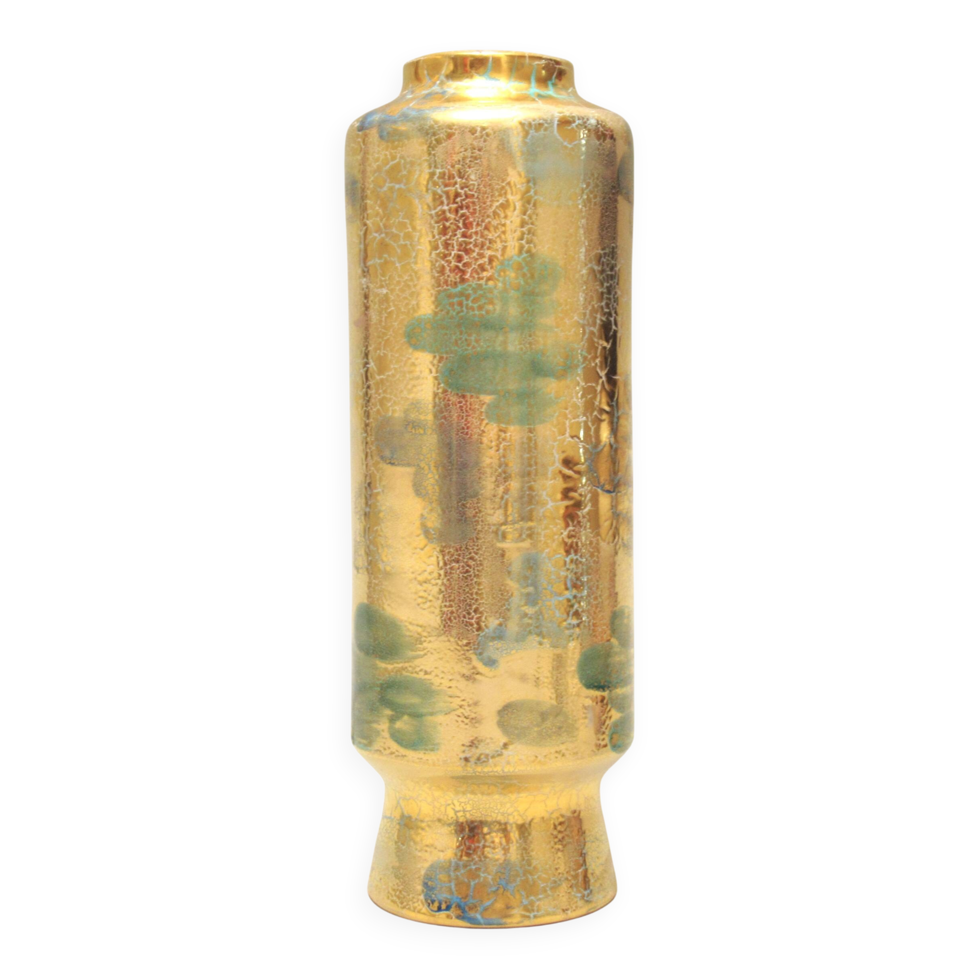 Italian gilded ceramic scroll vase circa 1960