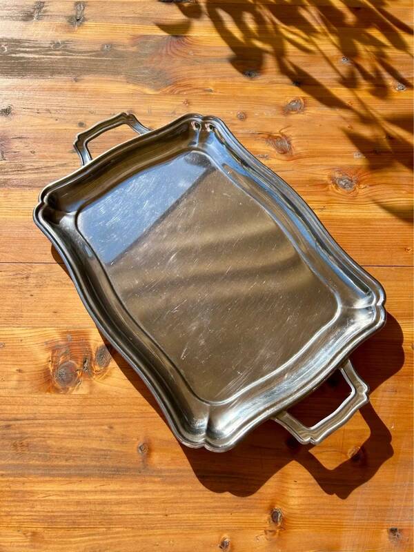 Large stainless steel tray