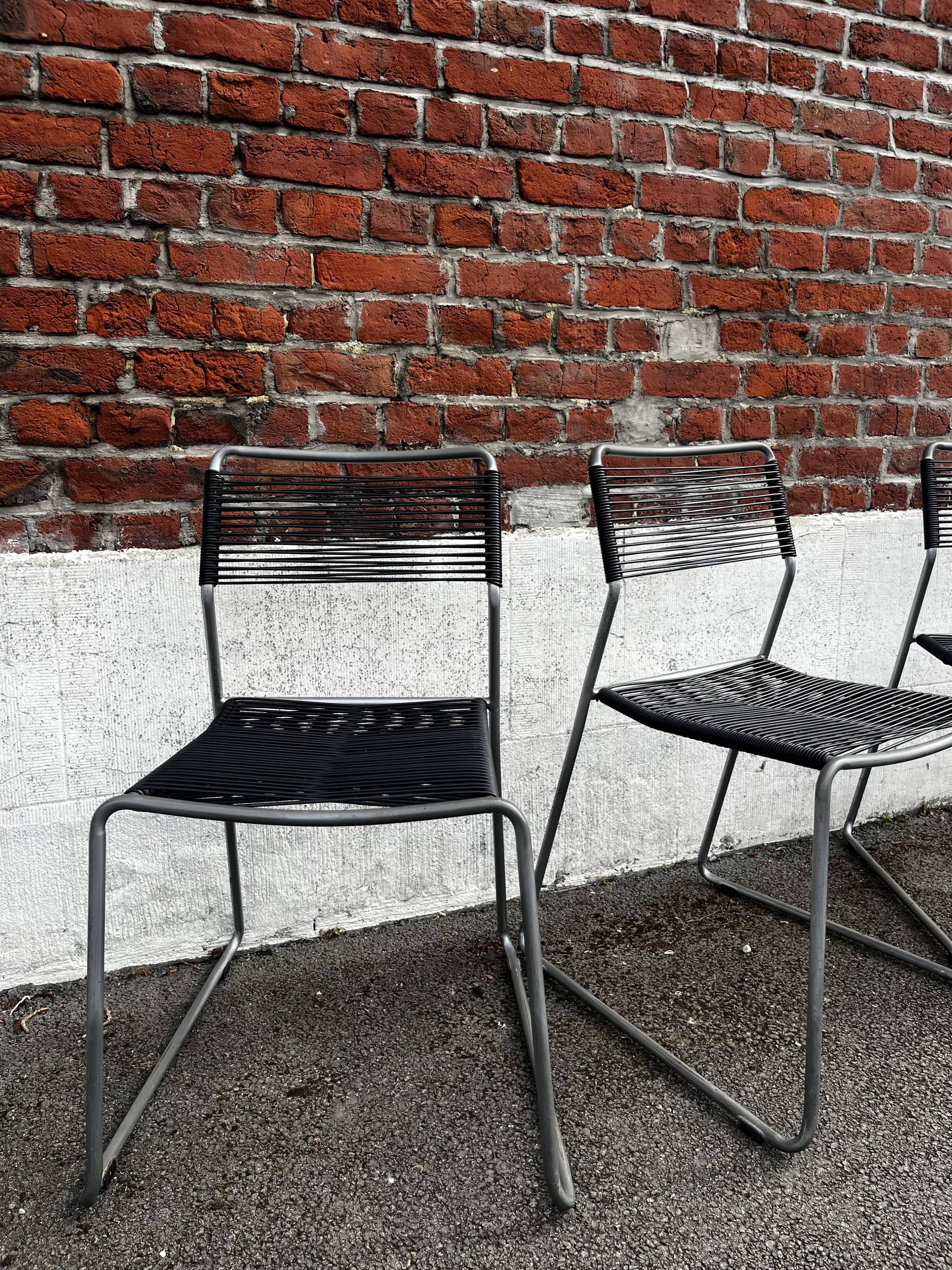 Set of 4 scoubidou chairs, "Melker" model, sled base (vintage IKEA)