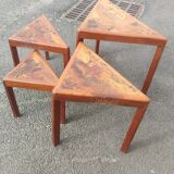 4 nesting tables in solid rosewood and Asian marquetry