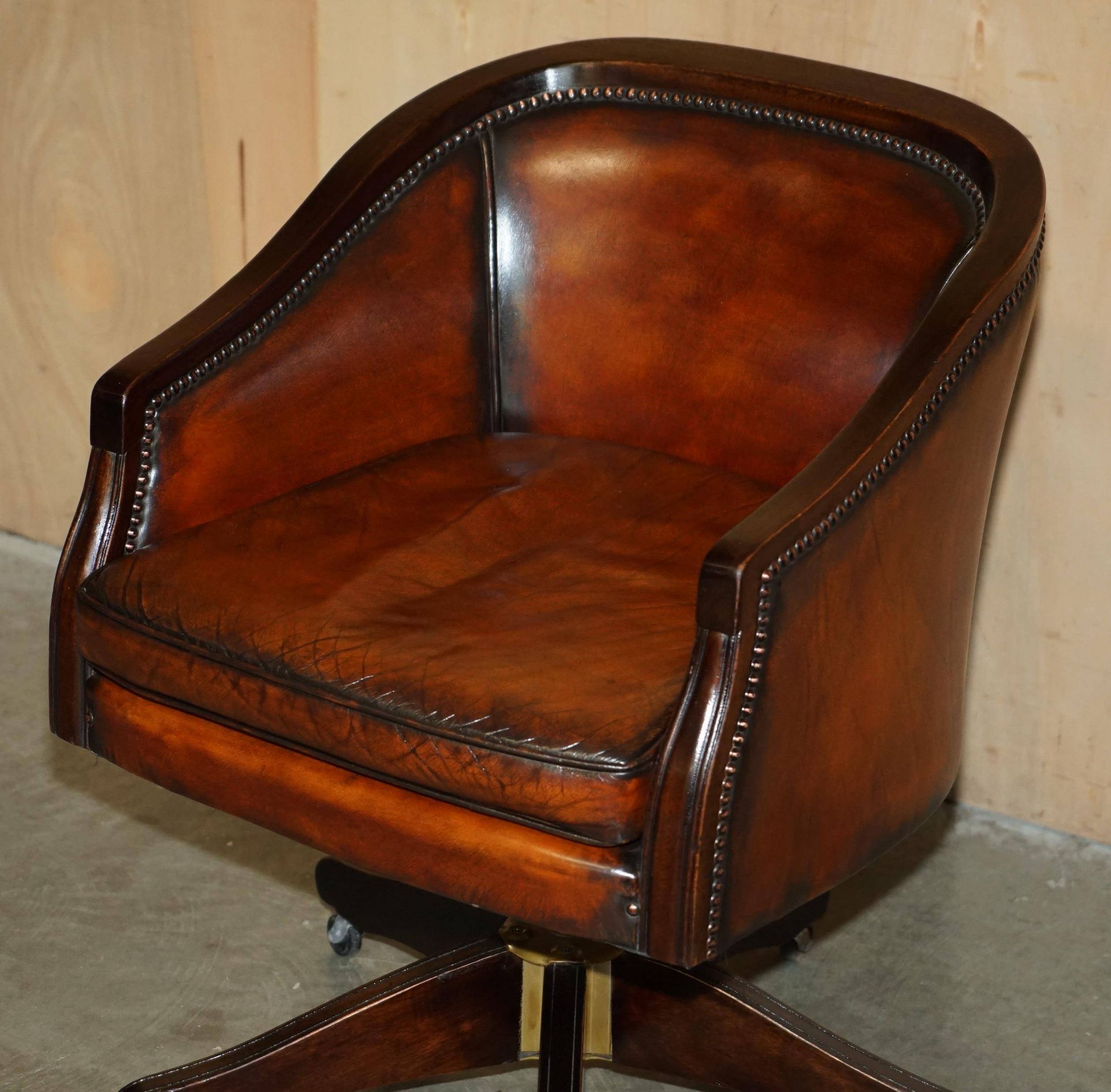 Restored leather captain's or director's chair
