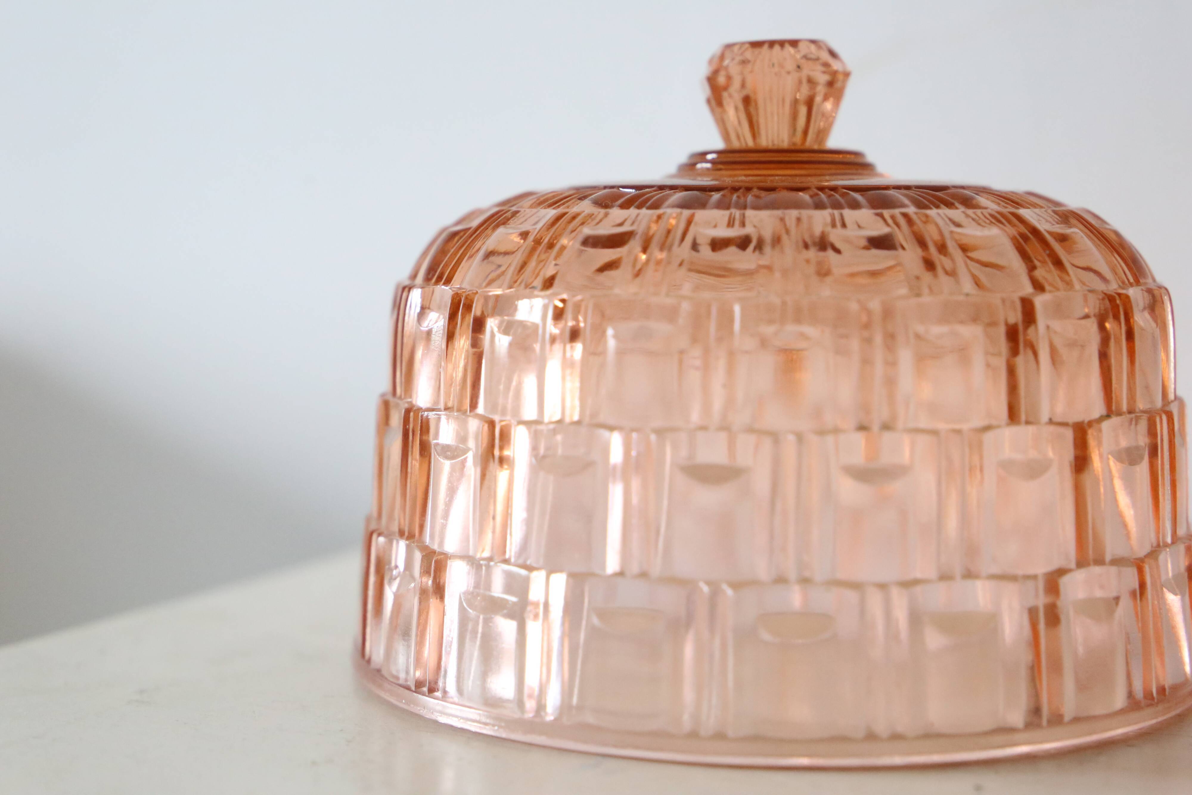 Bell and top in pink glass, vintage