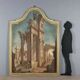 Ancient painting, architectural view, tempera on canvas, 18th century.