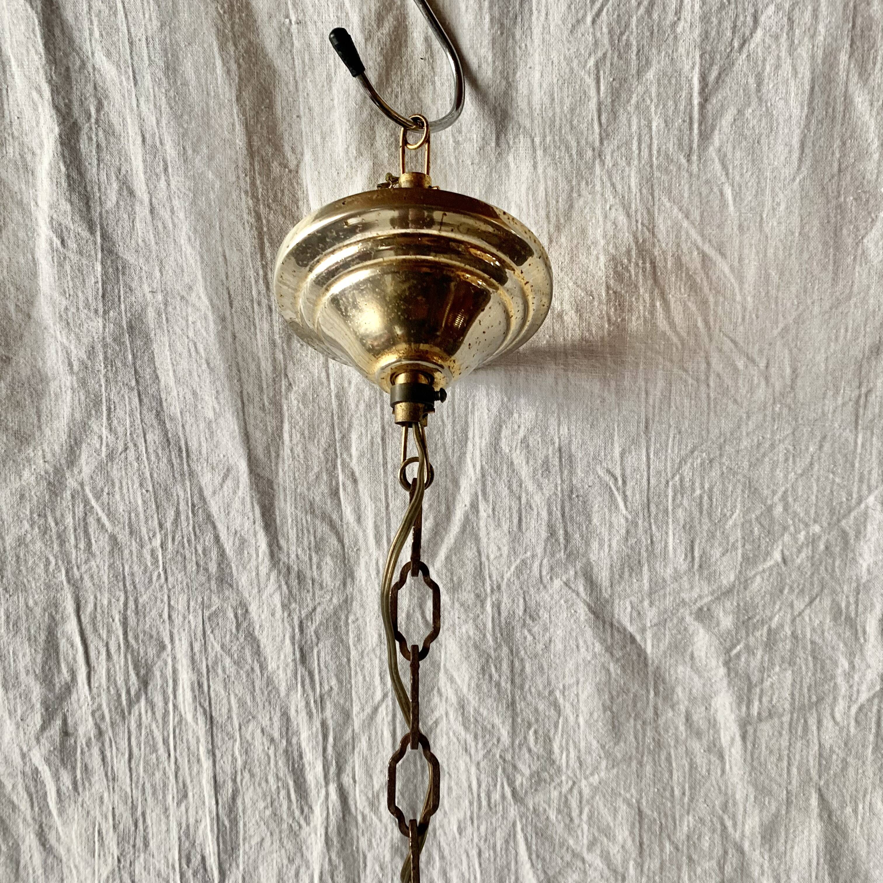 Turquoise opaline and vintage metal chandelier - 3 arms