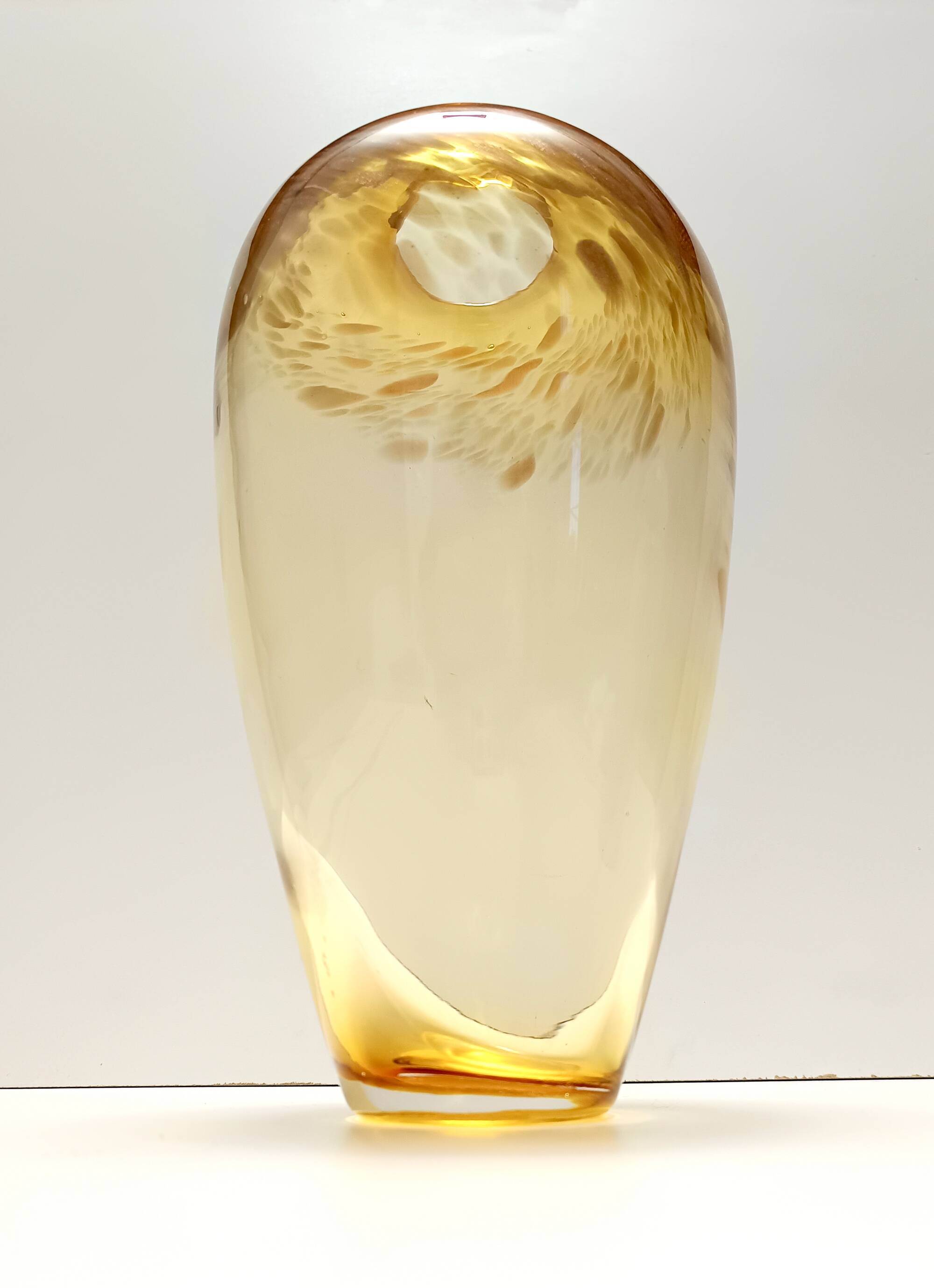 Straw Colored Murano Glass Vase attr. to Fratelli Toso with Aventurine