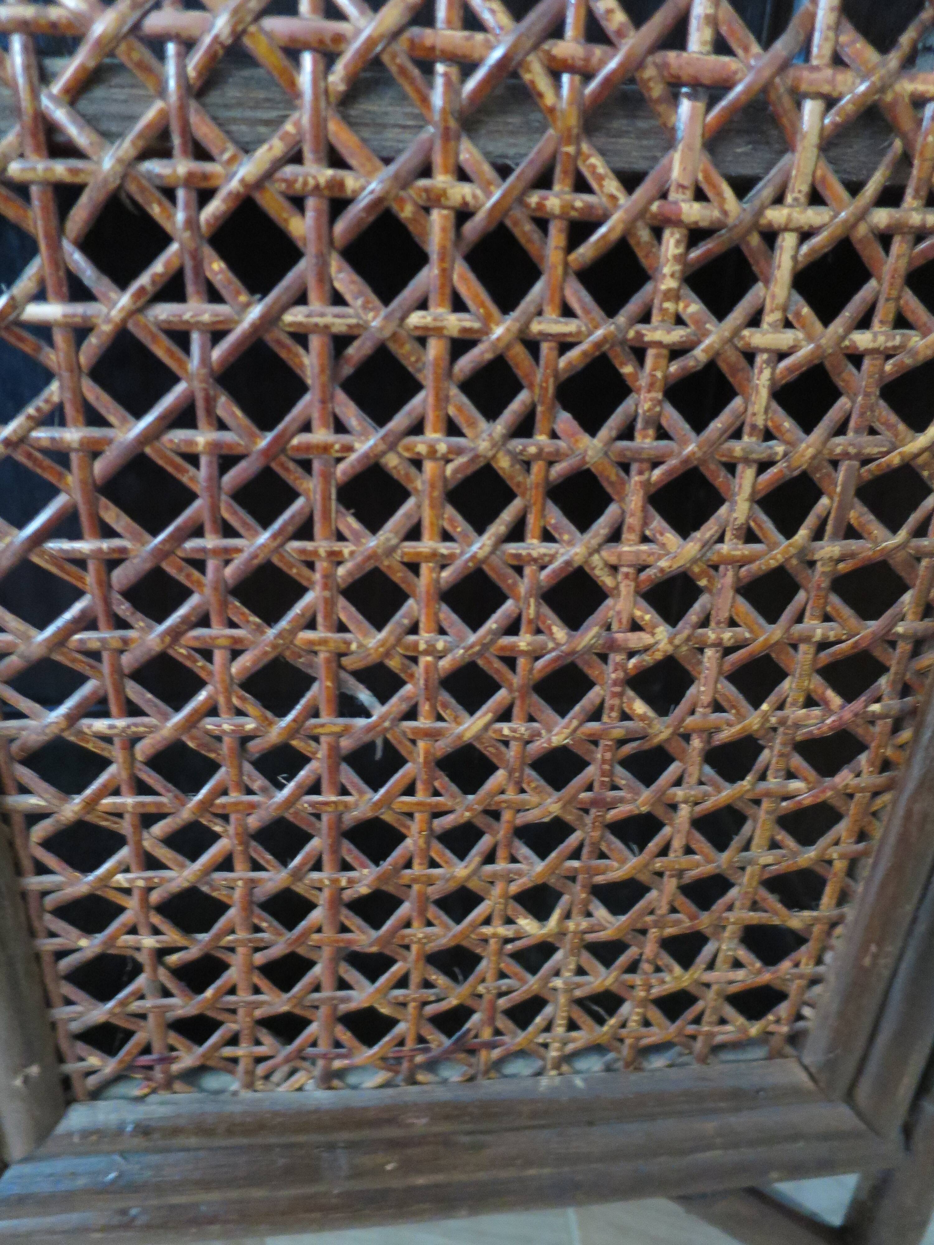 Retro-vintage-Low sideboard-library - cane-wood-rattan-1960s