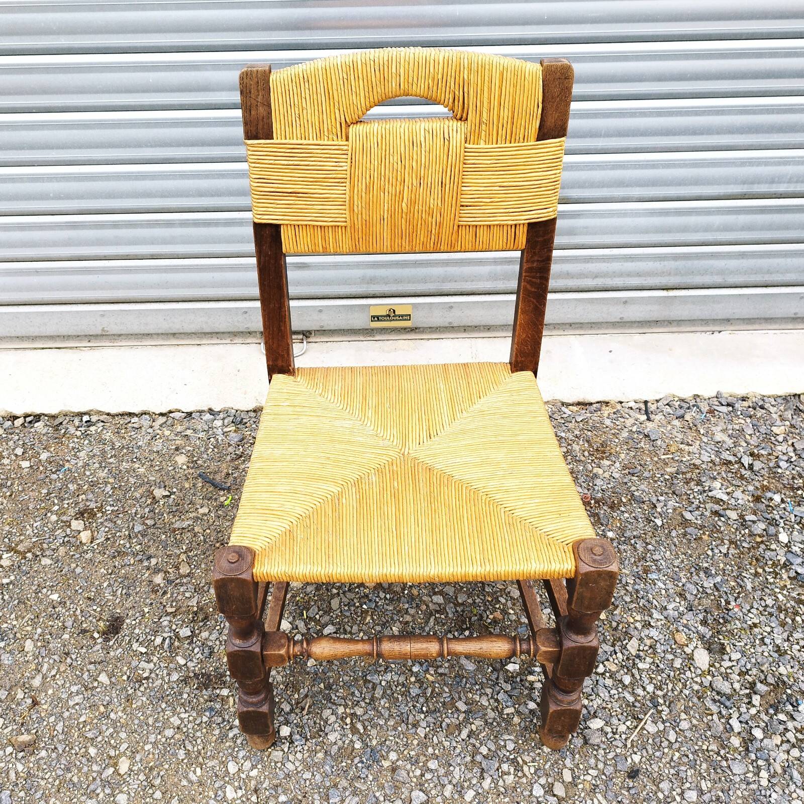 Five (5) vintage design straw chairs