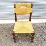 Cinq (5) chaises paillées design vintage