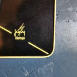 Vintage formica clock silent rectangular wall clock "Japy electric black yellow"