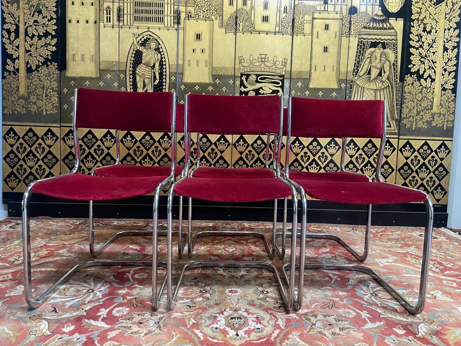 Set of 6 1970 Roche Bobois chrome chairs