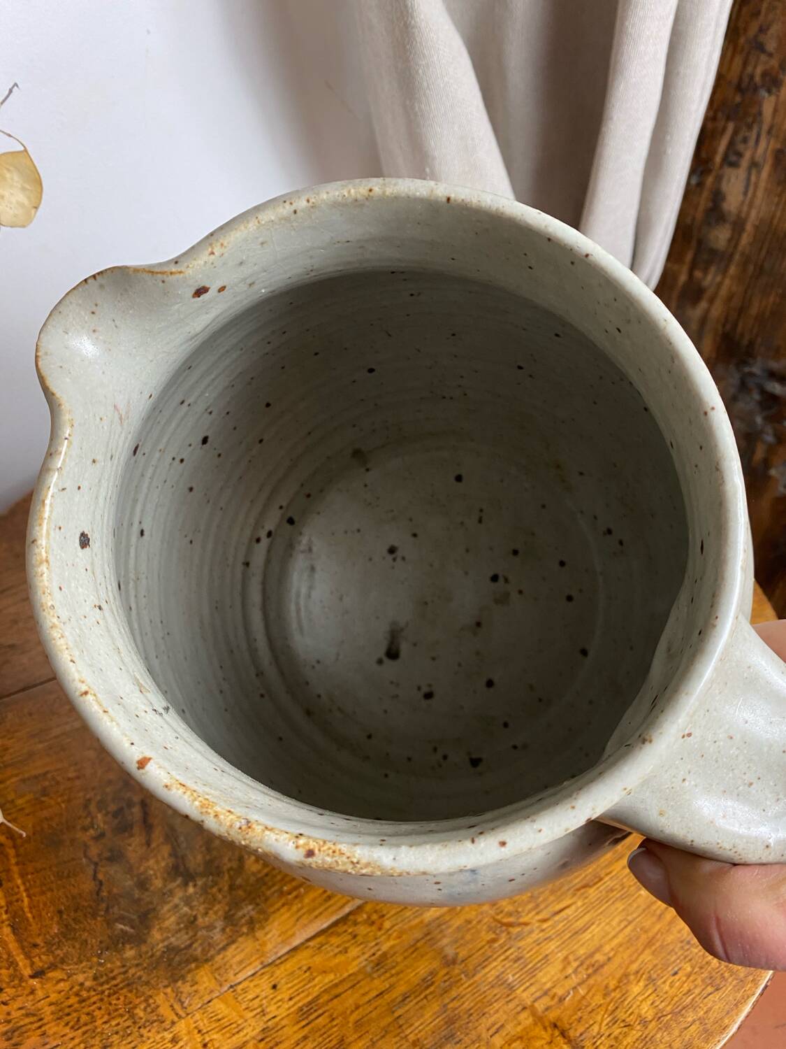 Large pyrite stoneware pitcher
