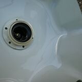 Suspension of old lampshade in opaline mint