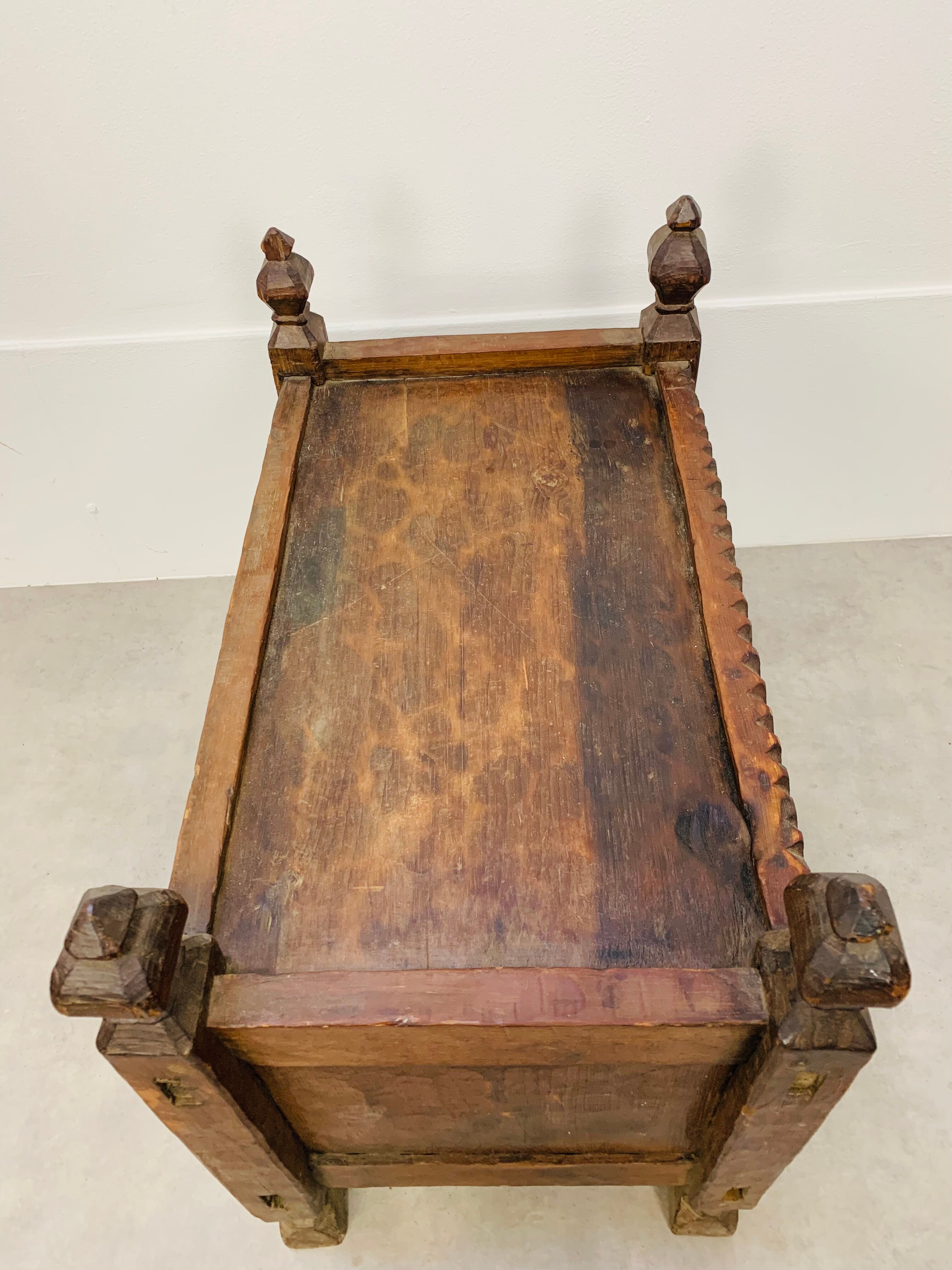 Old oriental wedding chest solid wood primitive design