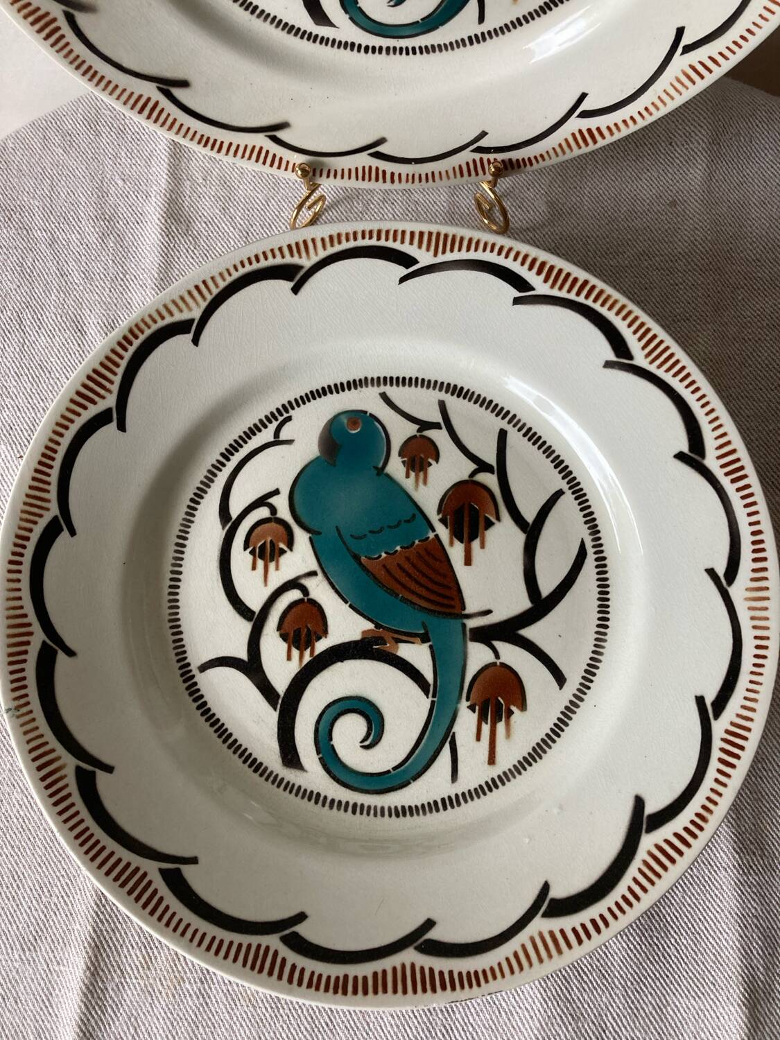 Ironstone plates, K&G Luneville, parakeet model.