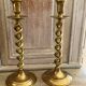 Old pair of twisted candle holders in gilded bronze 32.5cm