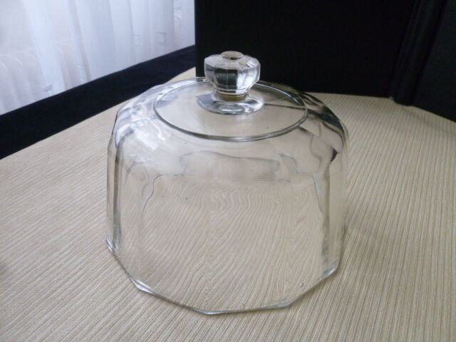 Old cheese bell with flat ribs in molded pressed glass